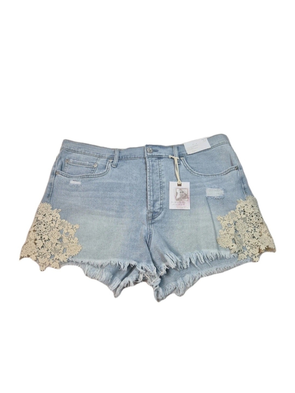 Jessica Simpson Hug Me Jean Shorts Buttercup Size 32 Frayed Button Fly Blue 29